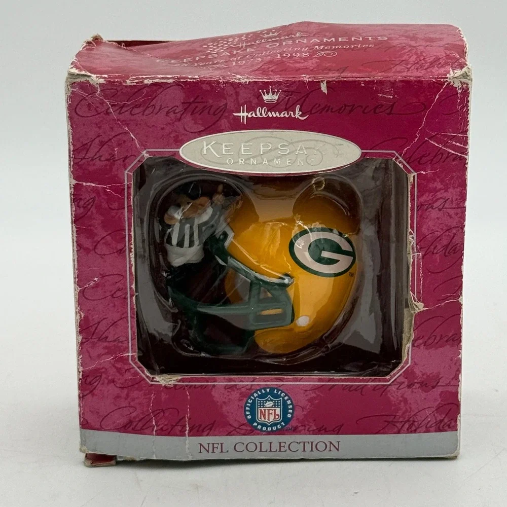 Hallmark Keepsake Green Bay Packers NFL Ornaments Lot 1998 2000 Football Helmet